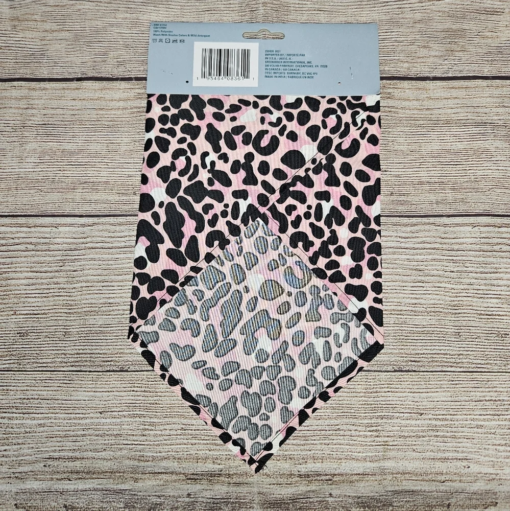 Resting bark face pink leopard dog bandana